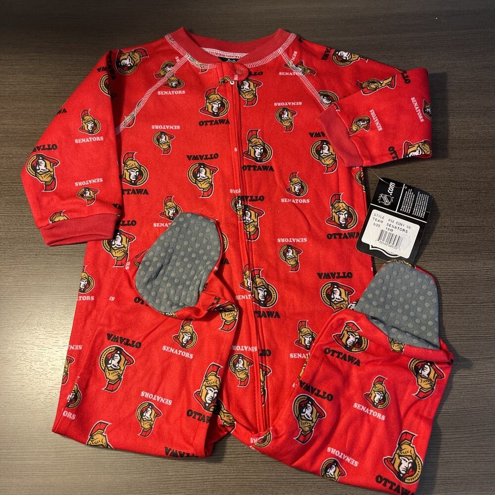 Ottawa Senators NHL Infant Pajamas Zip-front Non-slip Foot Sleeper NWT size 18m